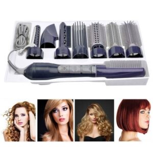 8 in 1 Professional Hair Dryer Hair Curler for Hotel Travel With Comb Powerful Hairdryer (Deep blue)