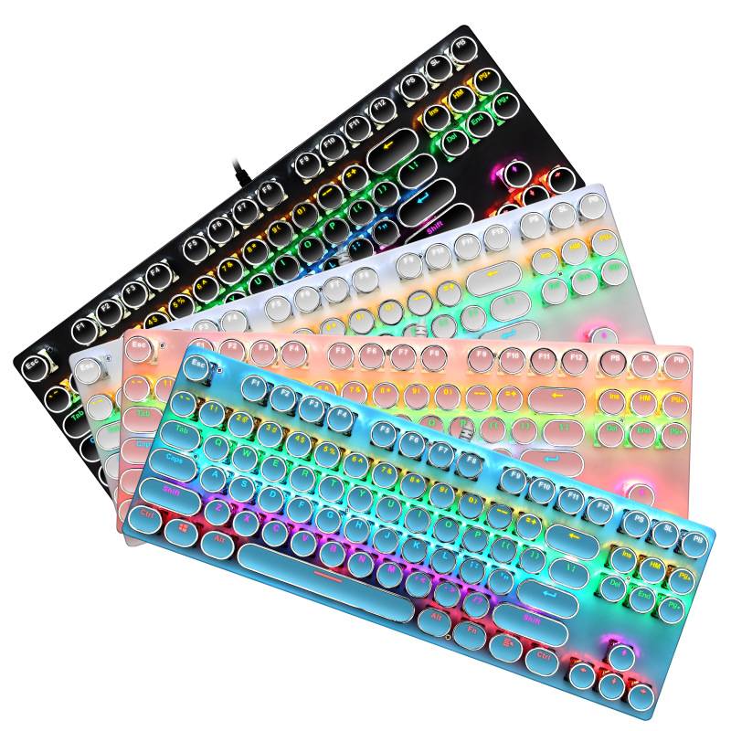 Cross-border RGB gaming mechanical keyboard 87 keys backlit notebook office usb e-sports punk wired keyboard