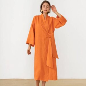 French style loose cotton and linen nightgown long comfortable pajamas for women
