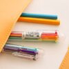 Korean creative cute cartoon multi-color ballpoint pen multi-functional pressing colorful personalized oil pen stationery 6 colors pen
