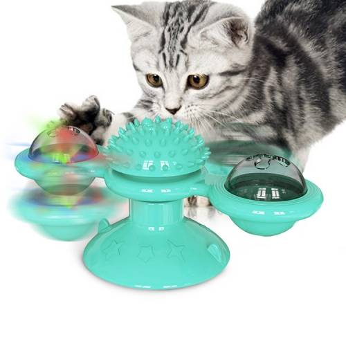 Pet Toy Cat Turntable Funny Cat Toy Scratch Scratching (Lake Blue)