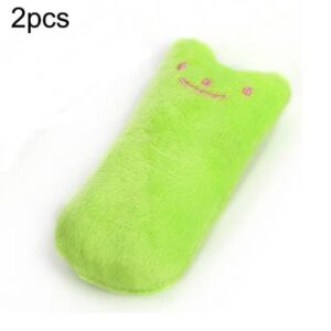 2 PCS Teeth Grinding Catnip Toys Funny Interactive Plush Cat Toy Pet Kitten Chewing Toy Claws Thumb Bite Cat mint for Cats(Green)