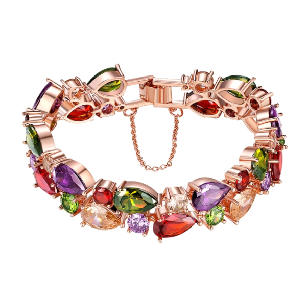 Fashion Mona Lisa Rose Gold Colorful Zircon Bead Bracelets