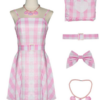 Live Action Movie Barbie Cos Costume Belted Model Barbie Dresses Halloween Performance Dresses Cosplay Costumes