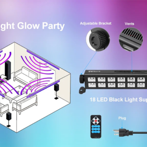 36 LED Black Light, 2 Pack 54W LED UV Bar Blacklight with Remote Control, Light Up 20x20ft for Glow Parties Party Lights Glow in The Dark Party Suppli