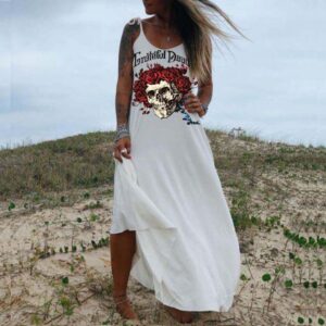 Seaside holiday fashion printed V-neck long dress