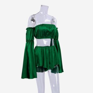 Pajamas Silk Fashion Sexy Long Sleeve Shorts Set