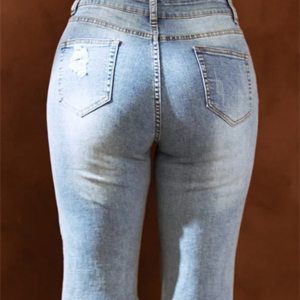 Distressed Denim Bermuda Shorts with Mid-Rise Ripped Patches