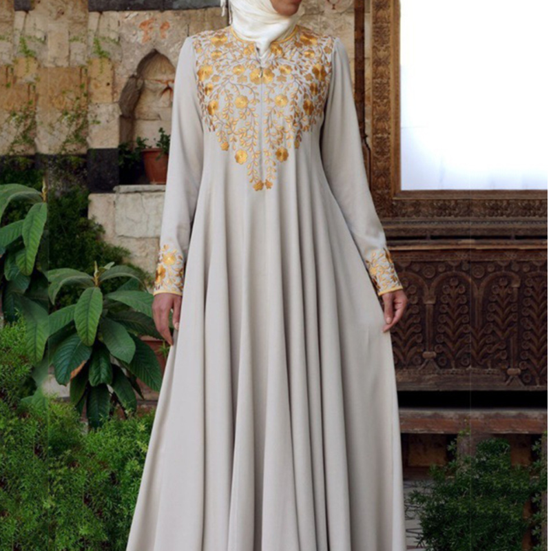 Spring new Europe and the United States long dress casual Middle East simple national style print fashion long dress