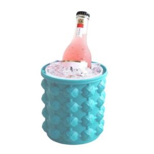 Outdoor Round Ice Bucket Bar with Lid Double Champagne Red Wine Beer Barrel, Size:L(Light Blue)