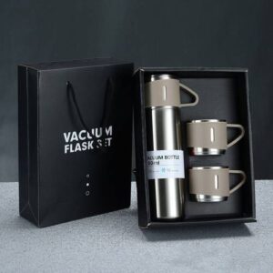 500ml 304 Stainless Steel Thermos Cup Portable Business Tea Cup,Spec: Gift Box Set(Silver)