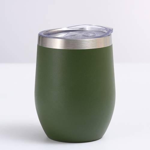 12oz 354ML Stainless Steel Eggshell Mug Mini U-Shape Double Layer Vacuum Insulated Cup(Olive Green)