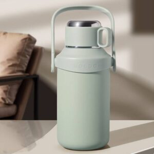 316 Stainless Steel Outdoor Sports Large Capacity Thermos Cup with Tea Filter, Color: 1200ml Green