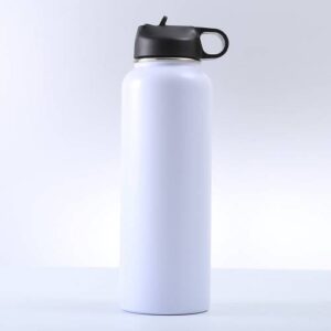 32oz 960ML 304 Stainless Steel Double Layer Vacuum With Handle Sports Kettle Outdoor Portable Thermal Mug(White)
