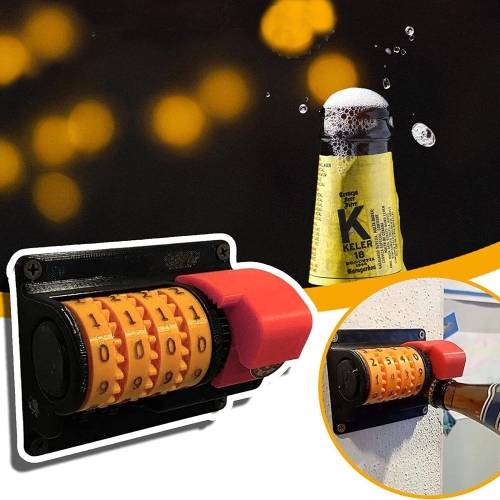 Beer Counter Wall-mounted Can Opener Bottle Opener (Red and Black)