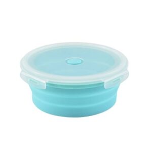 Microwave Portable Folding Lunch Box Round Silicone Lunch Box Random Colour Delivery