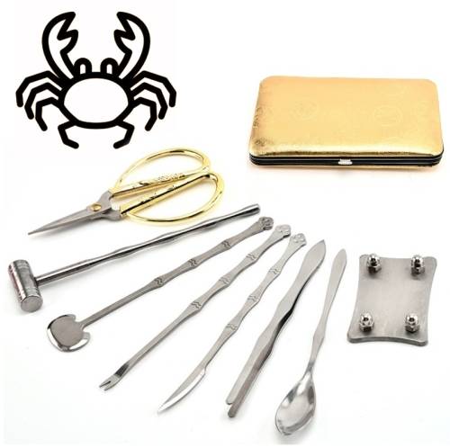 8 in 1 Stainless Steel Household Crab Eating Tool Set(Golden)