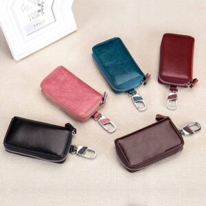 Leather multi-function zipper key bag wallets