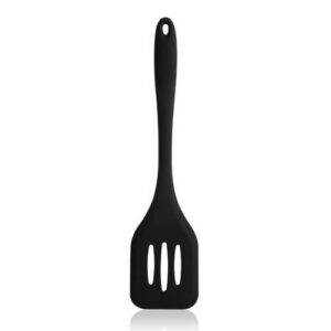 One-piece High Temperature Resistant Silicone Non-stick Spatula Kitchen Kitchenware Leak Shovel(Black)