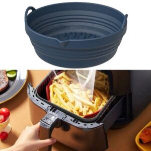 Air Fryer Silicone Baking Tray Folding Cake Baking Tray Baking Pad, Size: 7.8 Inches(Navy)