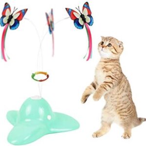 Flurff Zenes Cat Toys, Funny Exercise Electric Flutter Rotating Kitten Toys, Cat Teaser with Butterfly Replacement