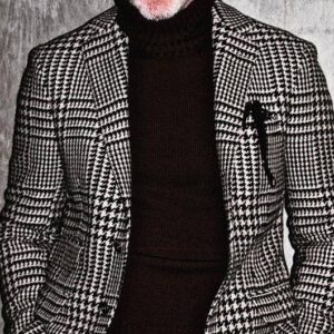 Houndstooth Pattern Single Breasted Casual Blazer
