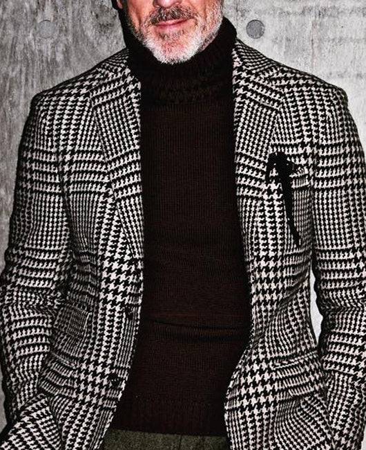 Houndstooth Pattern Single Breasted Casual Blazer