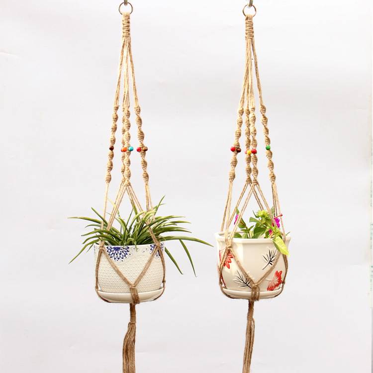 Horticulture green planter twine hanging net planter hanging basket mesh pocket Hanging hanging basket woven fine twine