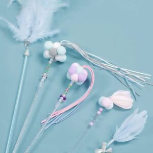 Cat Teaser Stick Bite Resistant Pet Feather Bells Cat Toys Interactive Cat Toy 3 Piece Set