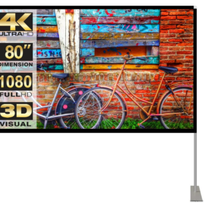 Hoin Portable Projector Screen Stand Outdoor: Movie Projection Screen 80 inch 4K HD16:9 Outside Screen with Carry Bag for Home Theater Backyard Cinema