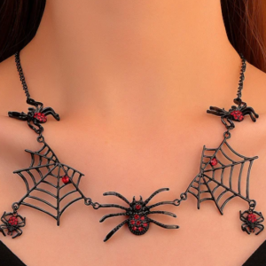Vintage Gothic Black Spider Web Necklace Clavicle Chain
