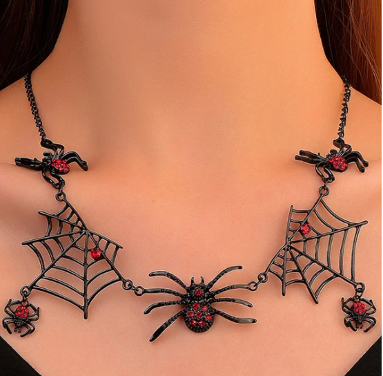 Vintage Gothic Black Spider Web Necklace Clavicle Chain