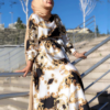 C9281 2023 European and American cross-border spring new Middle East Muslim women’s print tie fashion slim dress