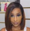 Black Gradient Light Brown Brazilian Straight Hair BOB Wigs Lady Wig