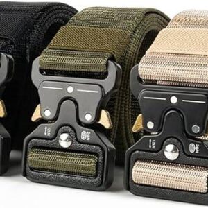 BAAD Men’s Nylon Belt, Military Tactical Belts, Breathable Canvas Belt with Adjustable Zinc Alloy Buckle 130cm (Black)