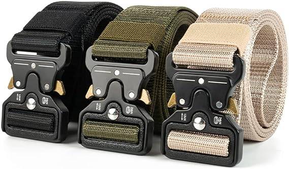 BAAD Men's Nylon Belt, Military Tactical Belts, Breathable Canvas Belt with Adjustable Zinc Alloy Buckle 130cm (Black)