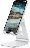 OMOTON C3 Cell Phone Stand for Desk, Larger and Exceptionally Stable, Adjustable Phone Cradle Holder with Bigger Body & Longer Arm, Compatible wit