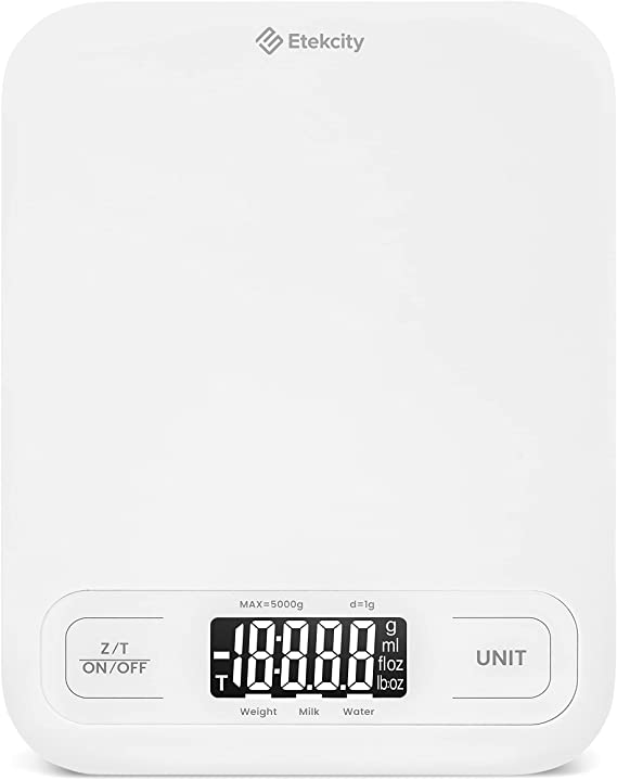 Etekcity Food Kitchen Scale, Digital Grams and Ounces for Weight Loss, Baking, Cooking, Keto and Meal Prep, LCD Display, Medium, 304 Stainless Steel