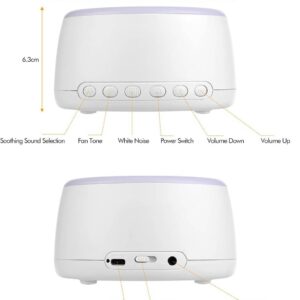 JJone Máquina de ruído branco recarregável de mesa Máquina de som para terapia do sono 30 sons suaves 30min / 60min Timer/Loop de reprodução Conexão B
