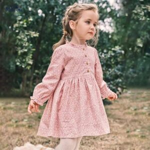 Girls’ dress, autumn children’s skirt, European and American new cotton long-sleeved children’s skirt Main skirt