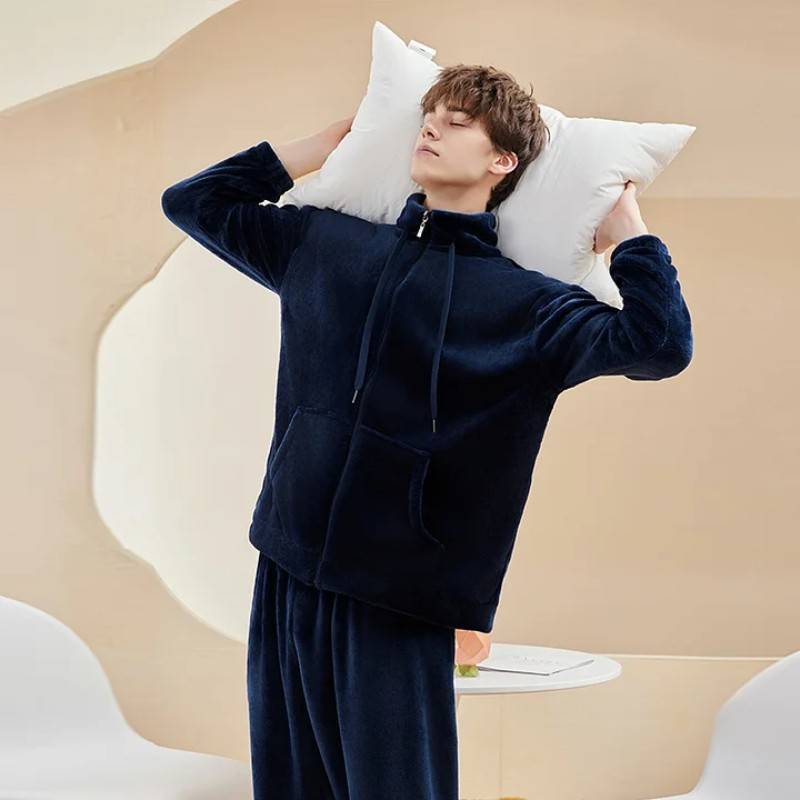 Coral Fleece Home Clothes Warm Couple Pajamas Suit