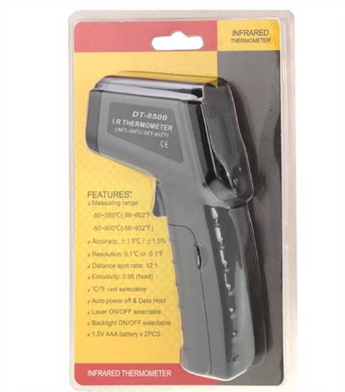 DT-8500 LCD display infrared thermometer, temperature range: -50~500 degrees Celsius (color: gray)