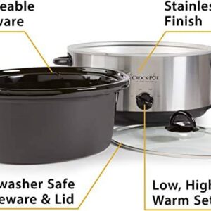 Crock-Pot Large 8 Quart Oval Manual Slow Cooker, Stainless Steel (SCV800-S)