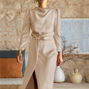 Cross-border new slit long dress European and American women’s haute couture dress temperament elegant bridesmaids dress autumn and winter