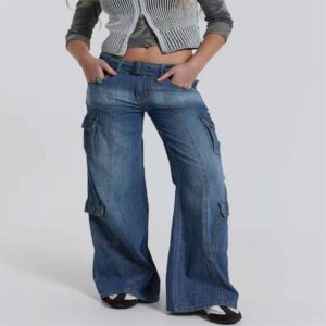 Women’s street hip-hop style low-waisted workwear denim pants