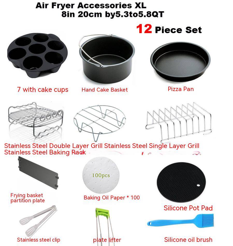 Air fryer accessory 8in12 piece set cake basket is suitable for 3.5-5.8qt cross-border wish AliExpress etc