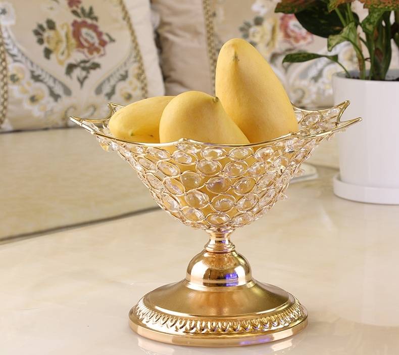 Crystal metal fruit tray fruit basket crafts senior hotel home art crafts decoration
