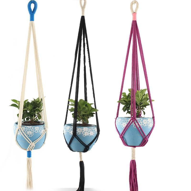 Colourful Cotton Rope Netting Gardening Green Flower Pot Hemp Rope Hanging Netting Flower Pot Hanging Basket Netting