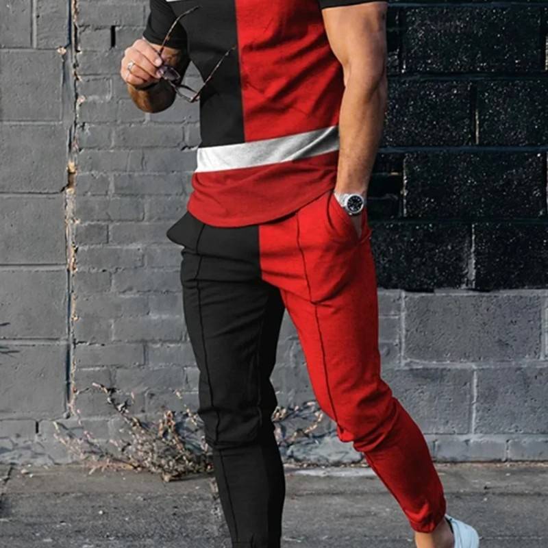 Men's Casual Printed Set.-RED