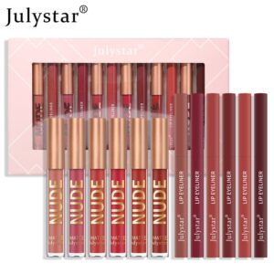 Cross-border cosmetics European and American 12-pack lip gloss lip liner set combination Amazon non-stick cup matte lip glaze wholesale